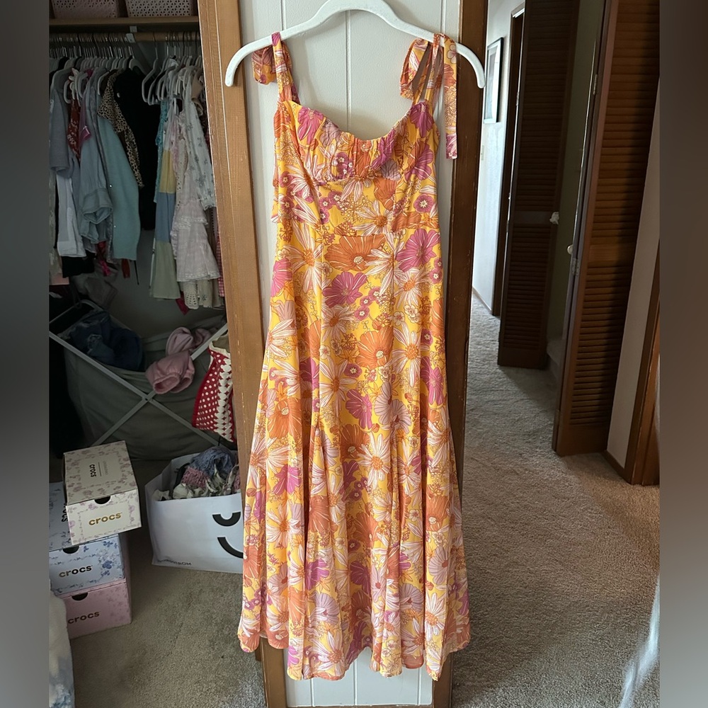 Floral Orange Midi Dress